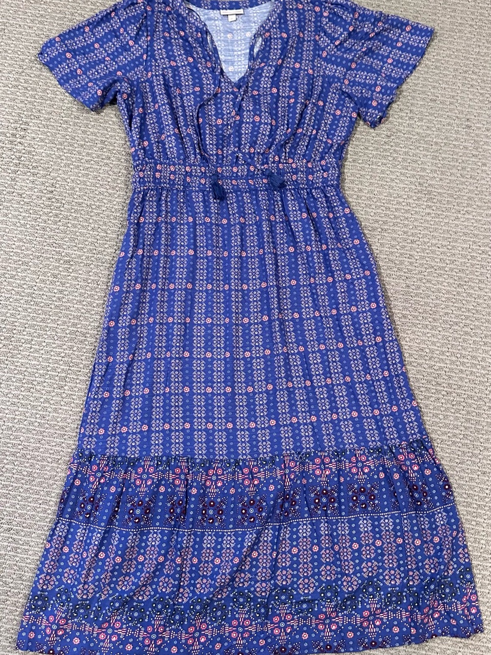 Knox Rose Blue Printed Maxi Dress with Pink Accents